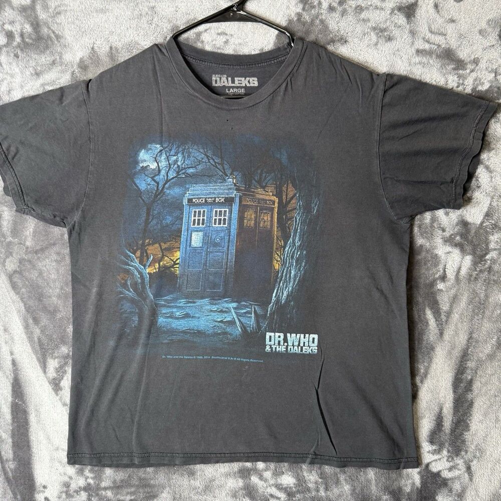 Dr. Who & The Daleks Shirt Mens Large Blue Short Sleeve Cotton TV Show
